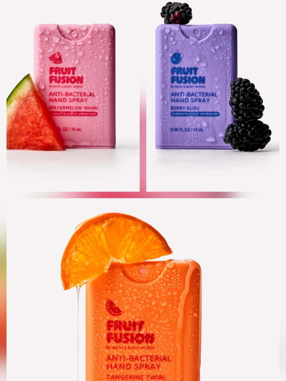 Bath & Body Works Fruit Fusion Anti-Bacterial Hand Sprays (3)